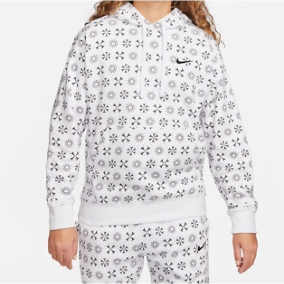 Nike Men's Sportswear Club Gel Monogram Pullover Hoodie-White/Black Size XXL - Picture 1 of 12
